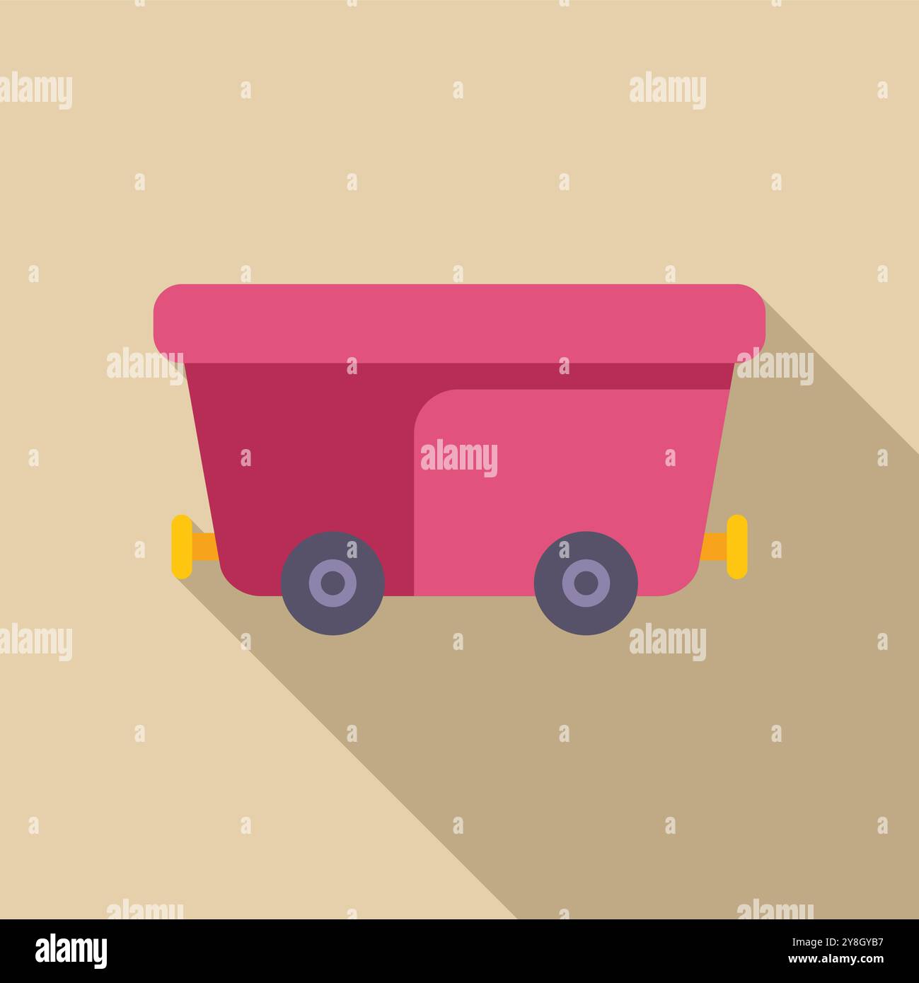 Semplice illustrazione vettoriale di un carrello minerario rosa per il trasporto del carbone Illustrazione Vettoriale