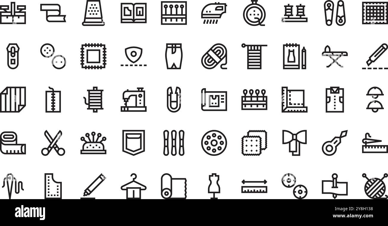 Icone di cucitura Collezione icone vettoriali di alta qualità con tratto modificabile. Ideale per progetti professionali e creativi. Illustrazione Vettoriale