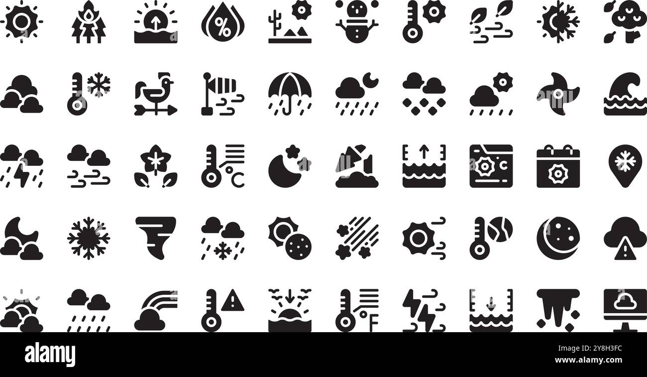 Icone meteo Collezione icone vettoriali di alta qualità con traccia modificabile. Ideale per progetti professionali e creativi. Illustrazione Vettoriale