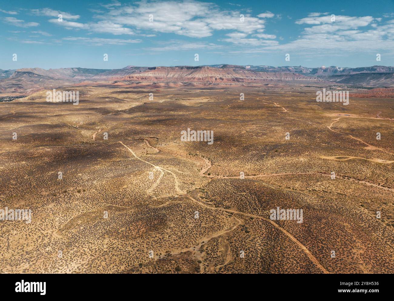 Vista aerea delle strade sterrate nella Hurricane Valley, Utah meridionale Foto Stock