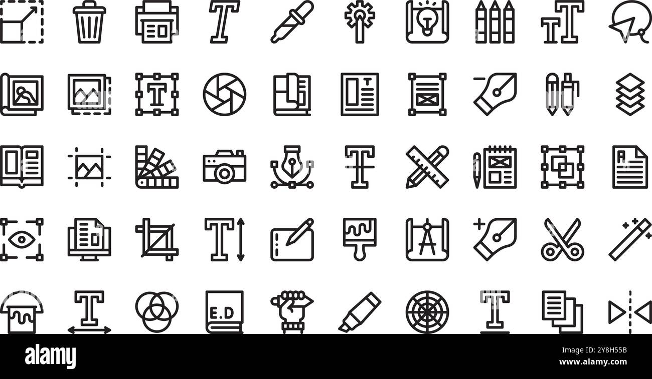 Icone del design editoriale Collezione di icone vettoriali di alta qualità con tratto modificabile. Ideale per progetti professionali e creativi. Illustrazione Vettoriale