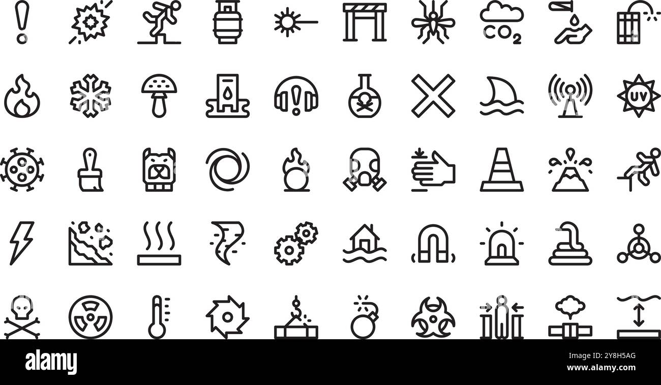 Icona pericolo raccolta icone vettoriali di alta qualità con tratto modificabile. Ideale per progetti professionali e creativi. Illustrazione Vettoriale