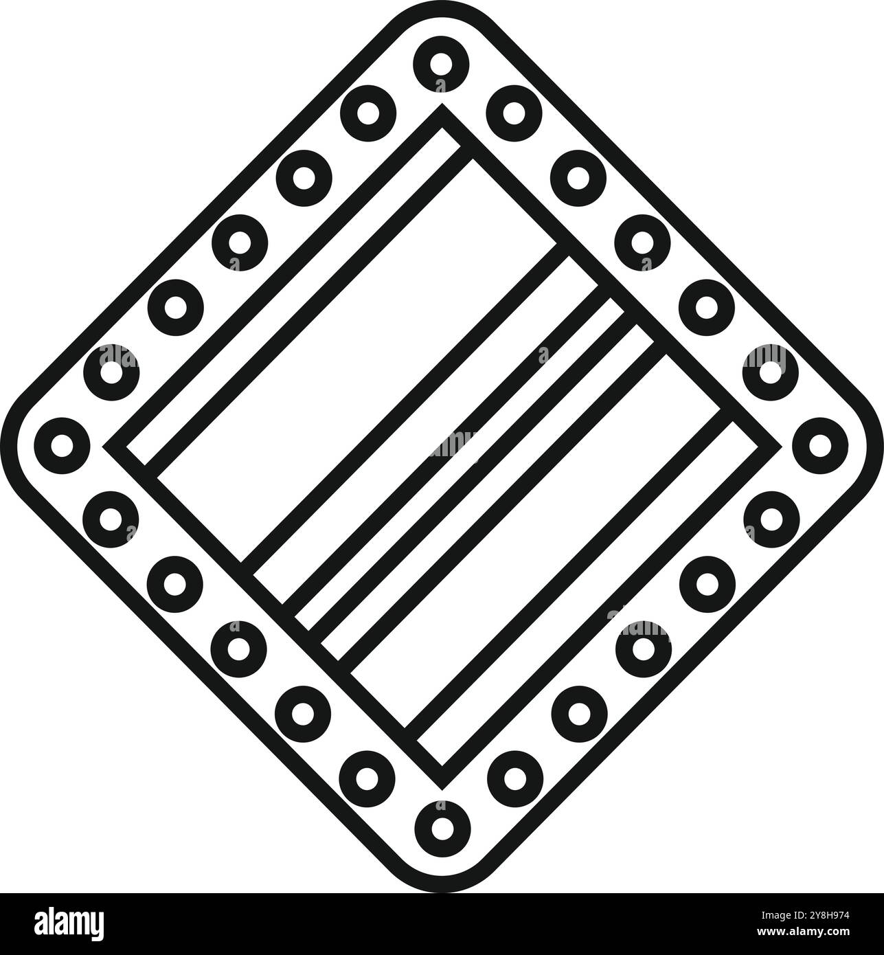 Cartello stradale a forma di diamante con tre linee che indicano la strada da percorrere su sfondo bianco Illustrazione Vettoriale