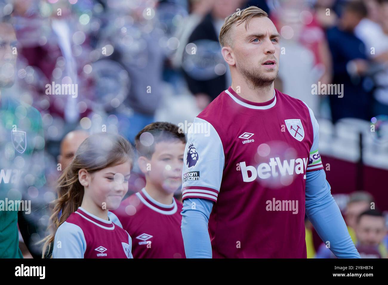 Londra, Regno Unito. 5 ottobre 2024. Londra, Inghilterra, 5 ottobre 2024: Jarrod Bowen (20 West Ham) prima della partita di Premier League tra West Ham e Ipswich Town al London Stadium di Londra, Inghilterra. (Pedro Porru/SPP) credito: SPP Sport Press Photo. /Alamy Live News Foto Stock