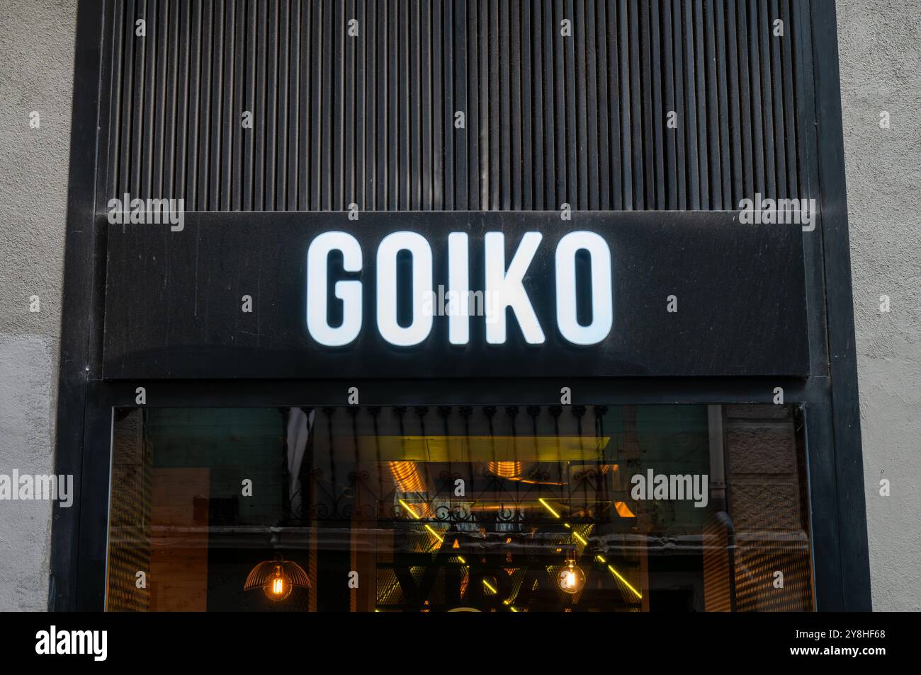 Pamplona, Spagna - 19 maggio 2024: L'insegna per il ristorante di hamburger Goiko a Pamplona Foto Stock