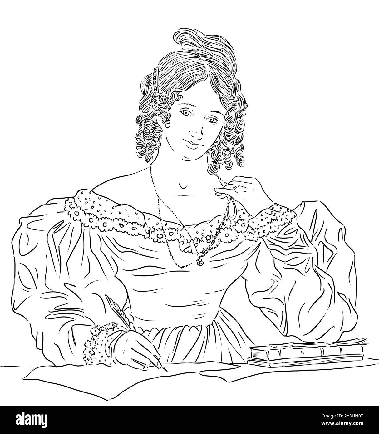 Ritratto di Mary Shelley, famosa autrice di Frankenstein o il moderno Prometeo Foto Stock