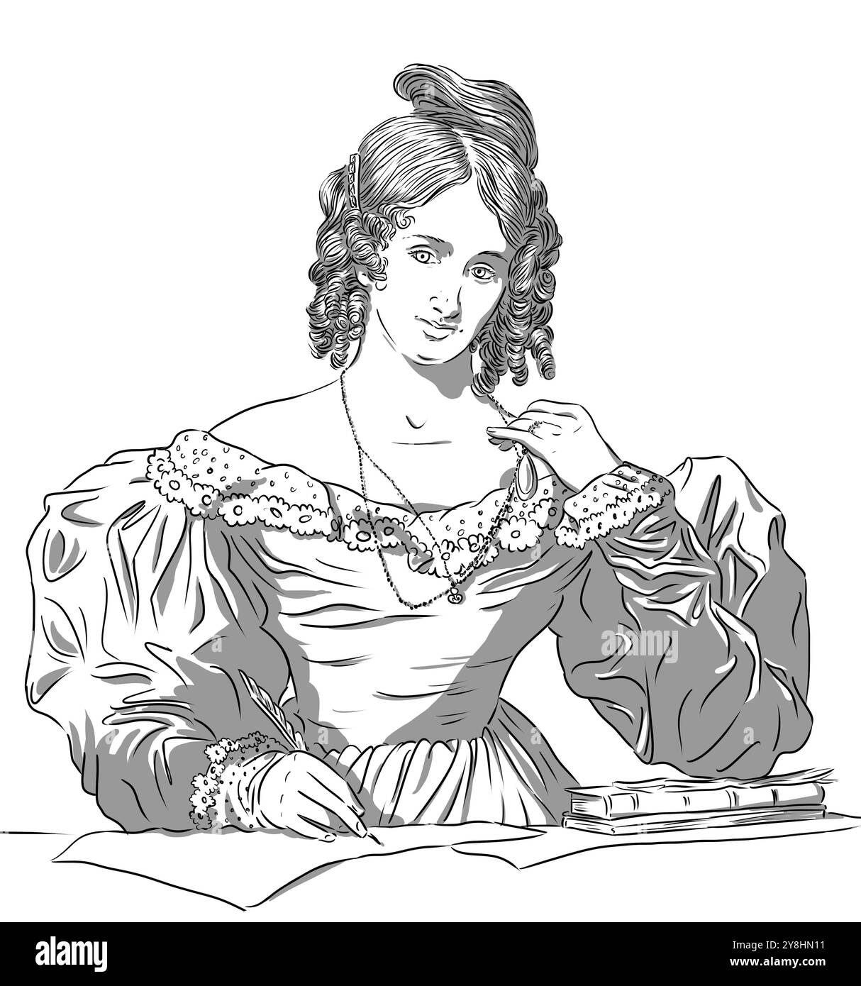 Ritratto di Mary Shelley, famosa autrice di Frankenstein o il moderno Prometeo Foto Stock