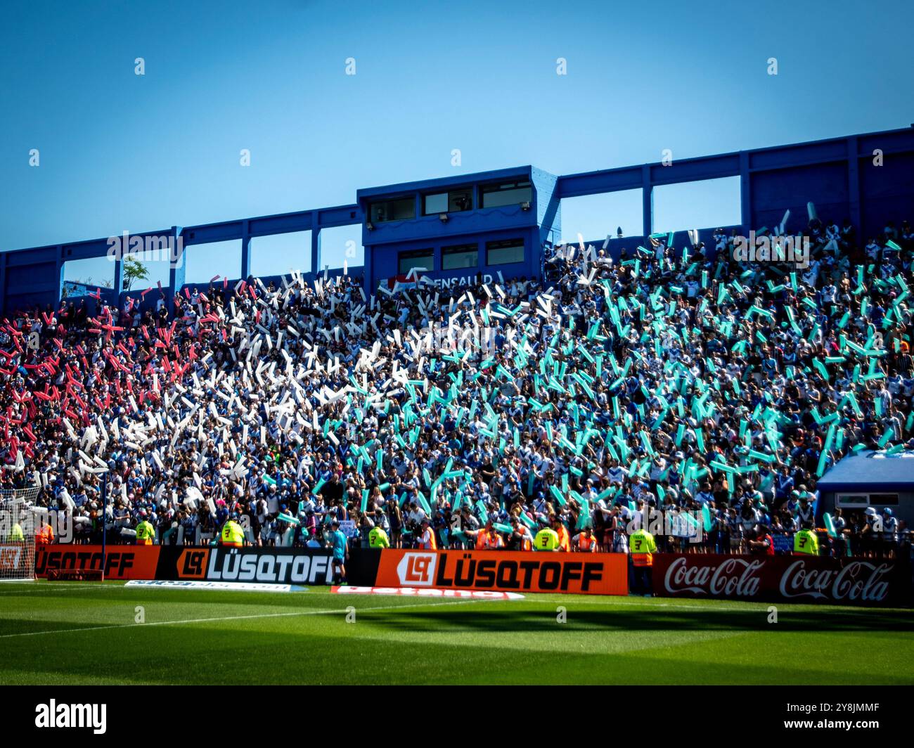 Buenos Aires, Argentina. 5 ottobre 2024. Il club dell'Atlético Velez Sarsfield sconfisse il Racing Club de Avellaneda 1-0 in una nuova stagione della Afa 'Argentine Professional Football League'. La squadra di Liniers (Buenos Aires) dirige la classifica nazionale di calcio dell'AFA. Il gol è stato segnato SOLO da Braian Romero EDITORIALE | @FACAMORALES Credit: Facundo Morales/Alamy Live News Foto Stock