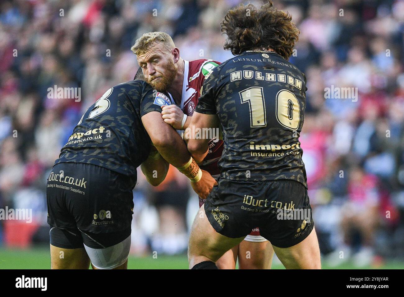 Wigan, Inghilterra - 5 novembre 2024 - Luke Thompson dei Wigan Warriors in azione. Rugby League Betfred Super League, Wigan Warriors vs Leigh Leopards al Brick Community Stadium, Wigan, UK Dean Williams Foto Stock