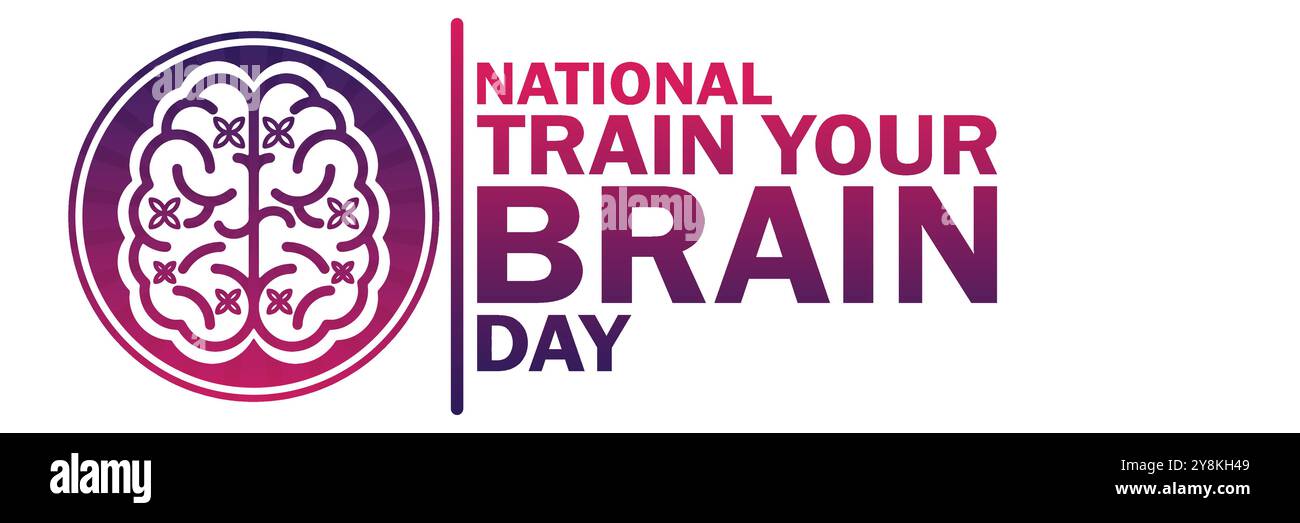 National Train Your Brain Day. Adatto per biglietti d'auguri, poster e striscioni. Illustrazione vettoriale Illustrazione Vettoriale