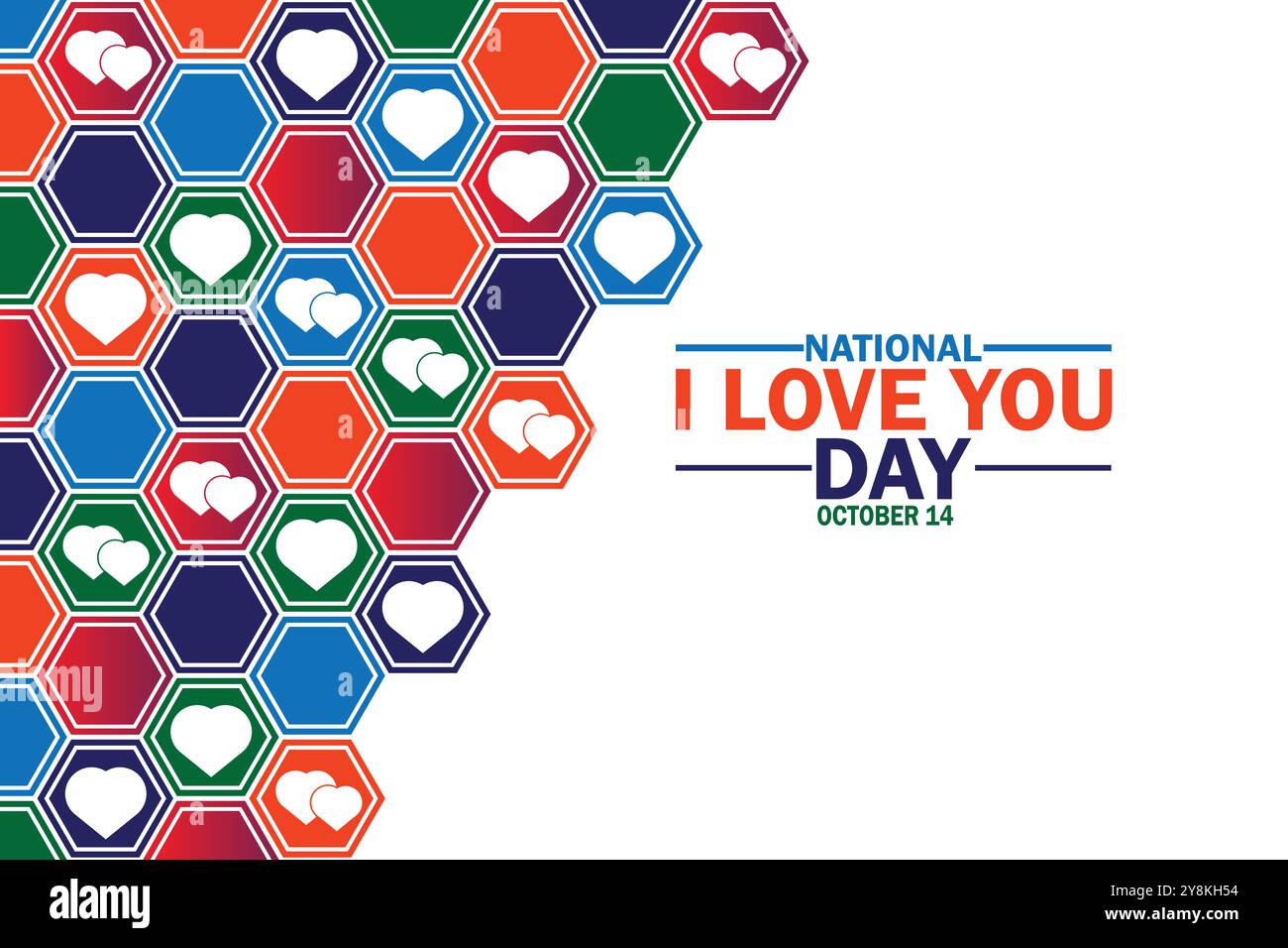 Carta da parati National i Love You Day con forme e tipografia, striscione, cartolina, poster, modello. National i Love You Day, background Illustrazione Vettoriale
