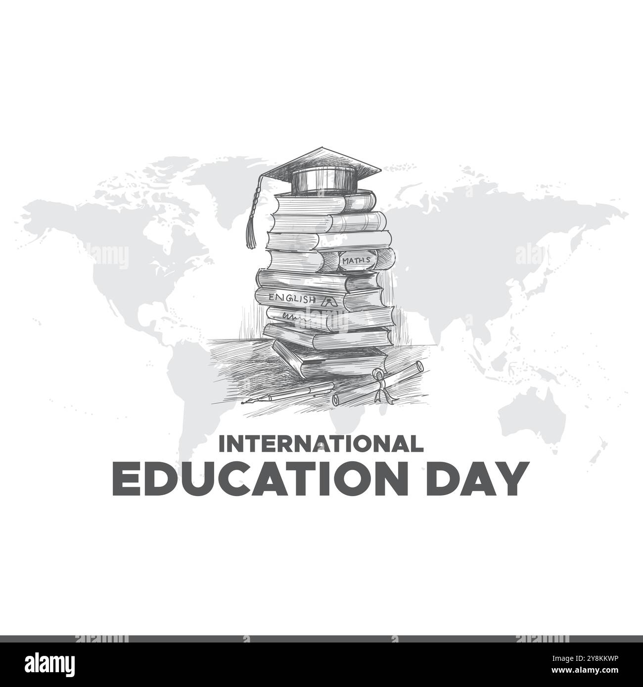 Giornata dell'istruzione, 11 novembre, biglietto d'auguri, illustrazione stock, modello modificabile della giornata dell'istruzione. file eps. Illustrazione Vettoriale