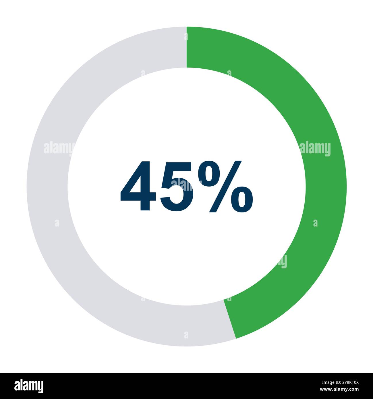 Informazioni diagramma rotondo icona al 45%, grafica infografica disegno a torta, illustrazione del vettore di marketing . Illustrazione Vettoriale