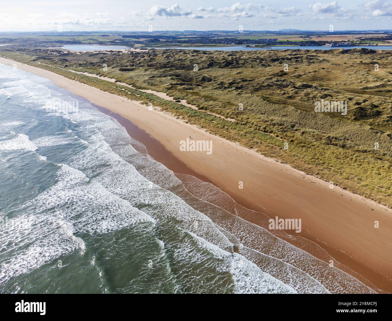 La spiaggia e le dune di sabbia della Forvie Nature Reserve vicino a Cruden Bay, Aberdeenshire, Scozia Foto Stock