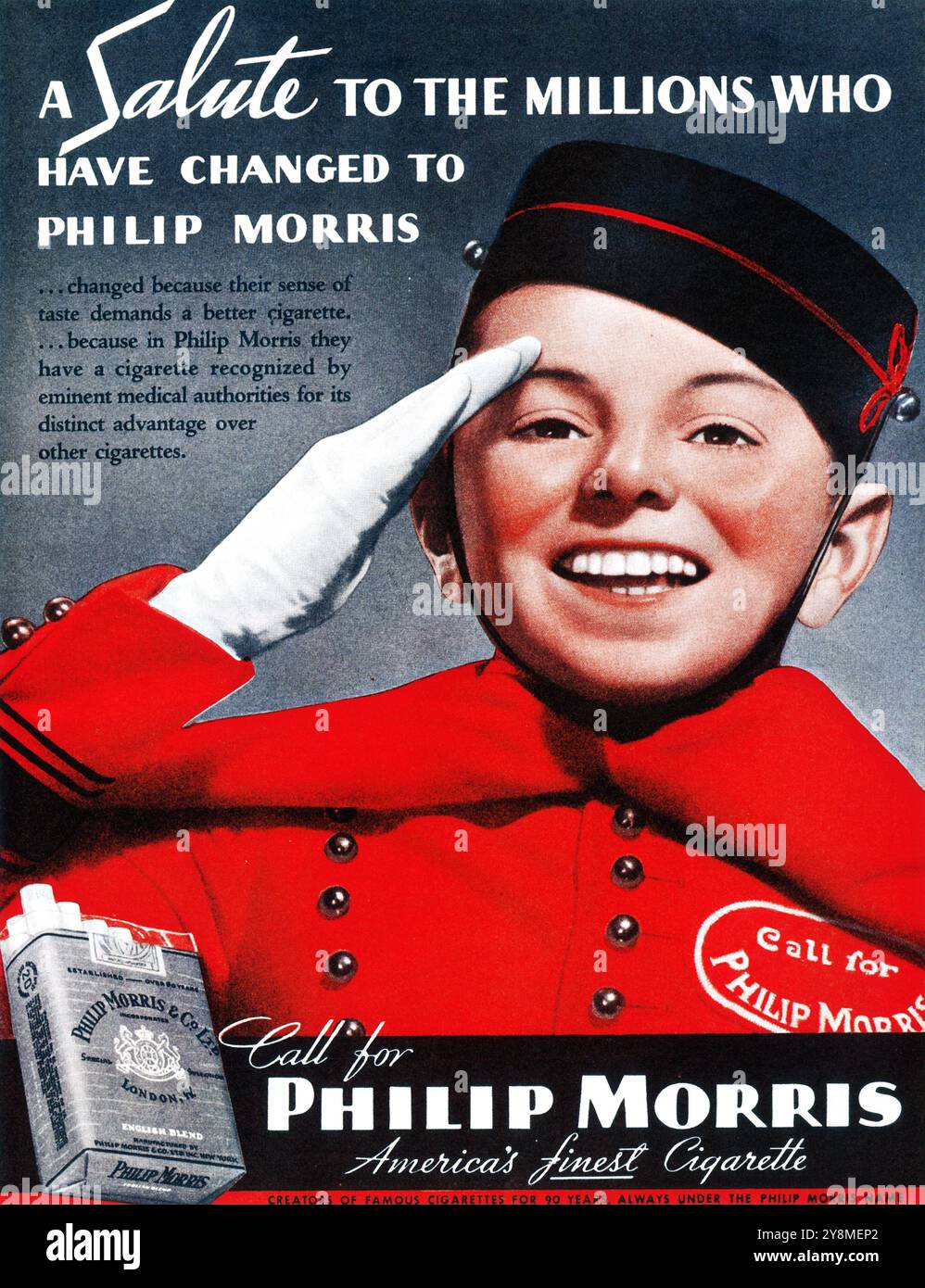 1938 Philip Morris sigarette ad - Bellboy Foto Stock