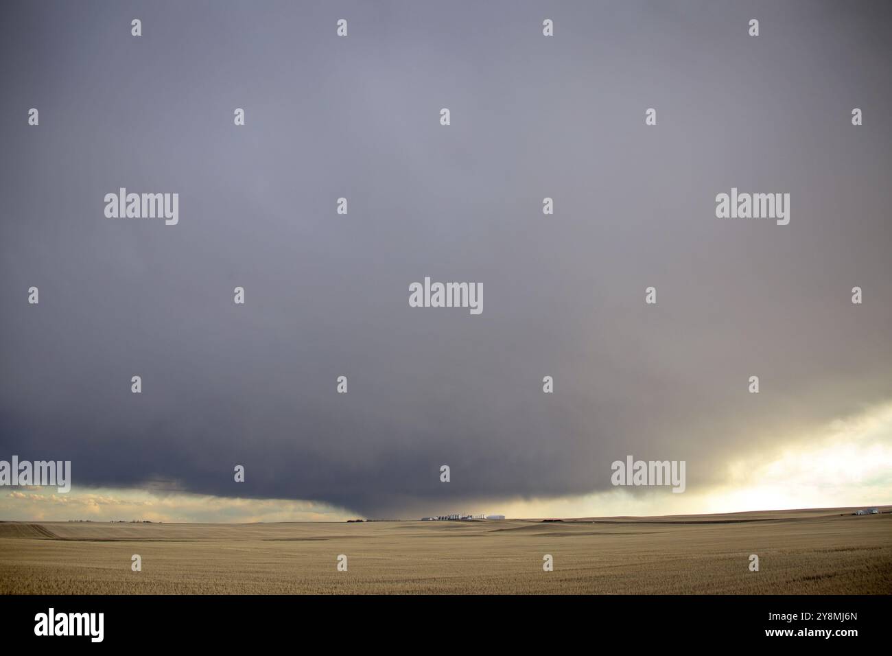 Prairie nuvole temporalesche rural Saskatchewan Canada molla Foto Stock