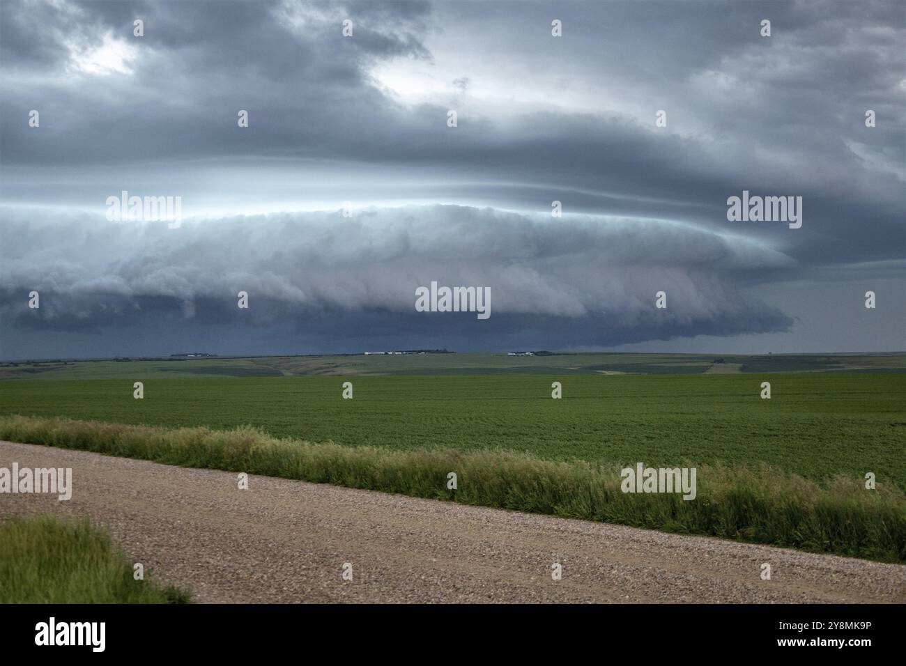 Prairie nuvole temporalesche Canada Saskatchewan drammatica estate Foto Stock