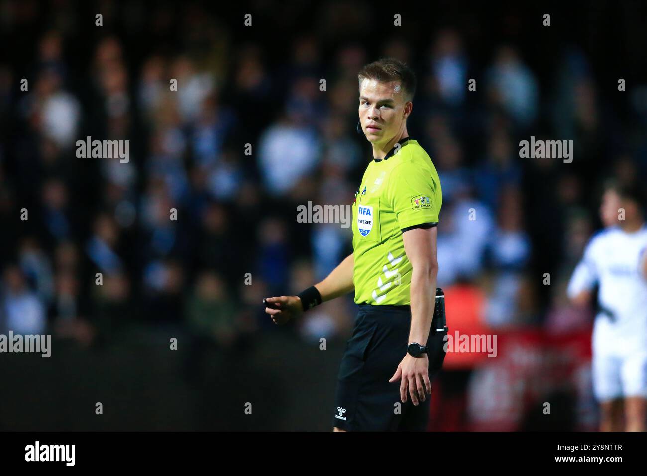 Herfolge, Danimarca. 26 settembre 2024. L'arbitro Jacob Karlsen visto durante l'Oddset Pokal match tra HB Koge e FC Copenhagen all'Herfolge Stadion di Herfolge. Foto Stock