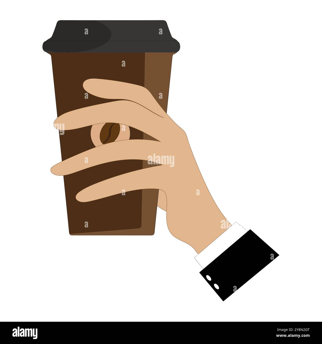 Mani che tengono una tazza di caffè o tè, illustrazione vettoriale, mani con tazze. Cartoni animati che tengono a mano una tazza di caffè, una tazza con bevanda calda e un tè. Illustrazione Vettoriale
