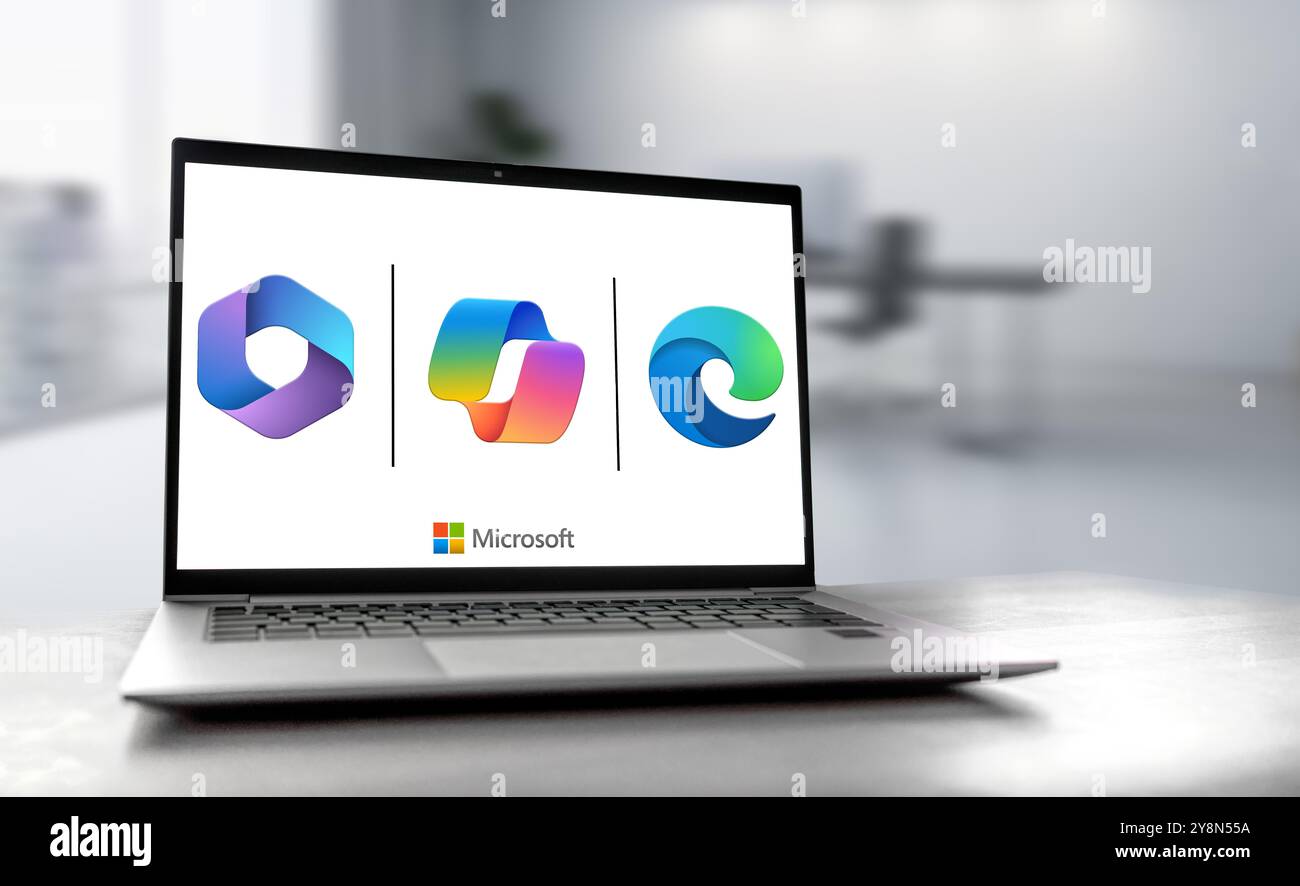 Prodotti software Microsoft Copilot, Office e Edge Foto Stock