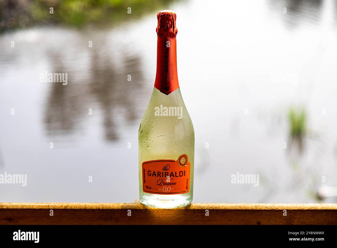 Brasile, 5 ottobre 2024: Spumante senza alcol del marchio brasiliano Garibaldi zero Alcohol Foto Stock