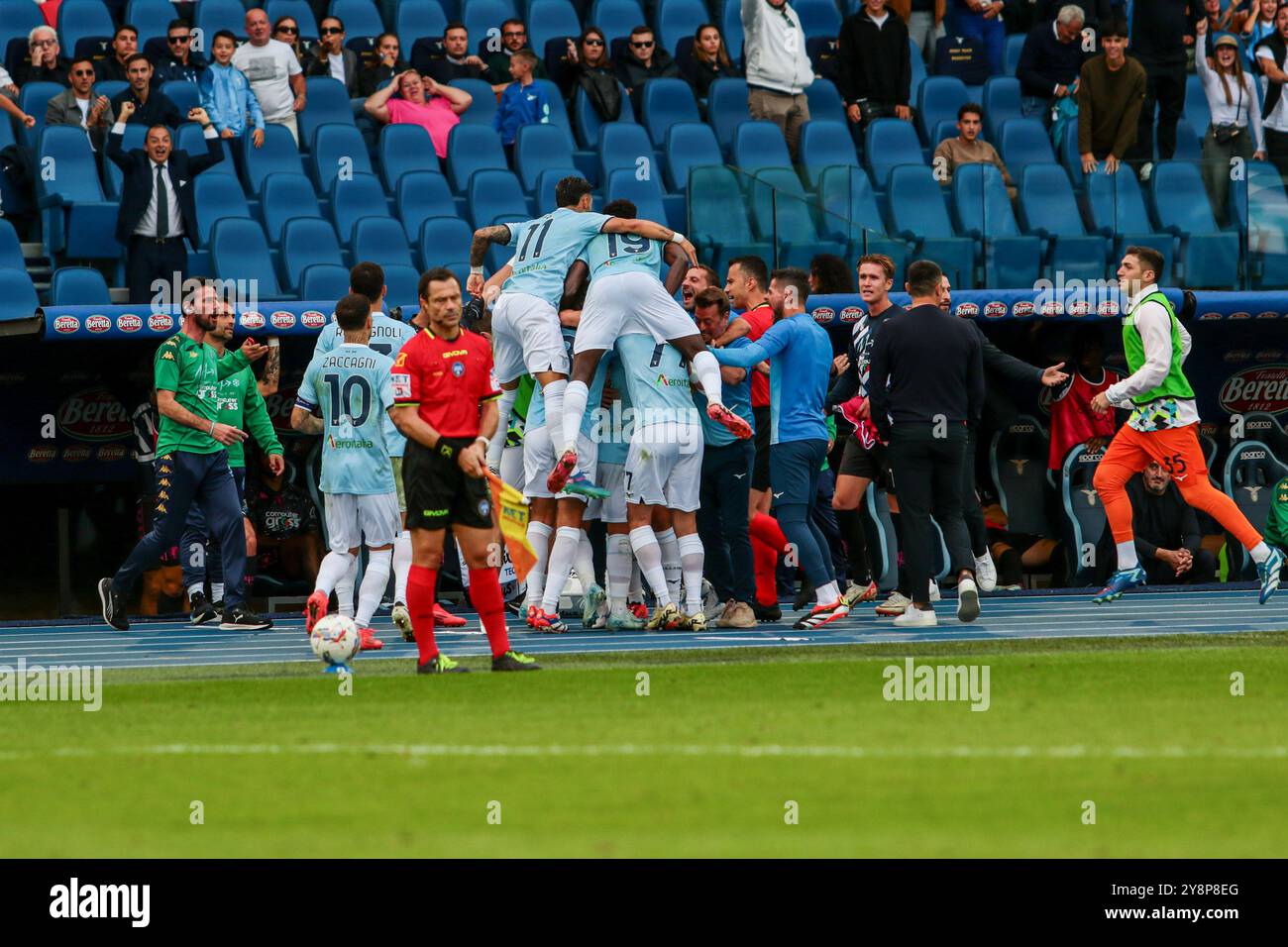 SS Lazio team durante SS Lazio vs Empoli FC, partita di calcio italiano di serie A A Roma, 6 ottobre 2024 Foto Stock