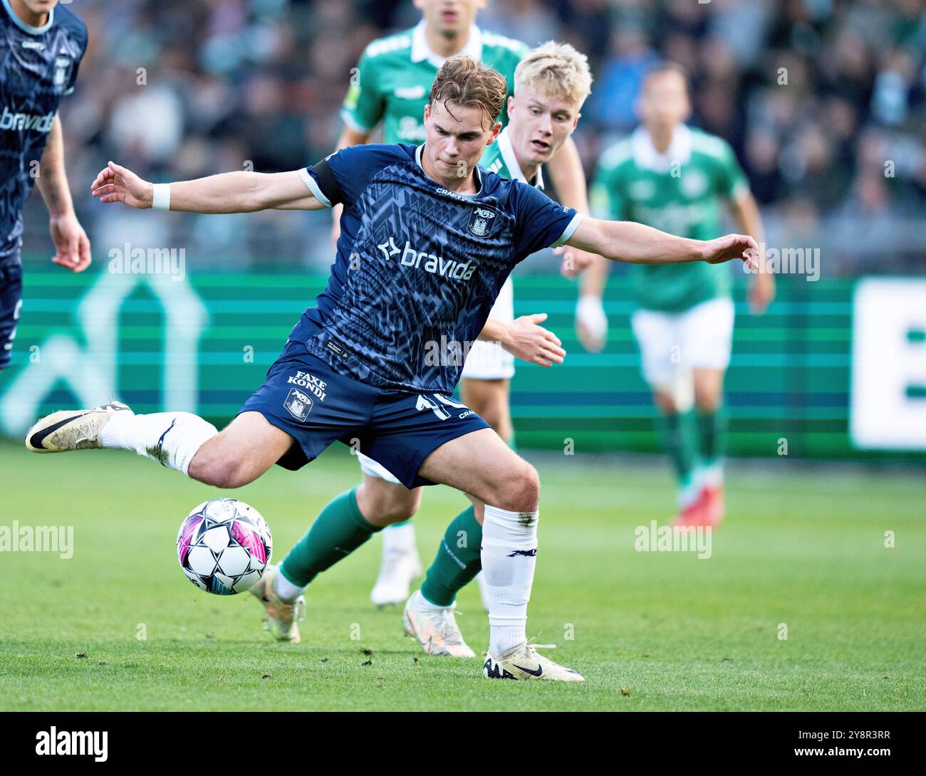 Viborg, Danimarca. 6 ottobre 2024. Kristian Arnstad dell'AGF nel match di super campionato tra Viborg FF e AGF all'Energi Viborg Arena, domenica 6 ottobre 2024. (Foto: Henning Bagger/Ritzau Scanpix) credito: Ritzau/Alamy Live News Foto Stock
