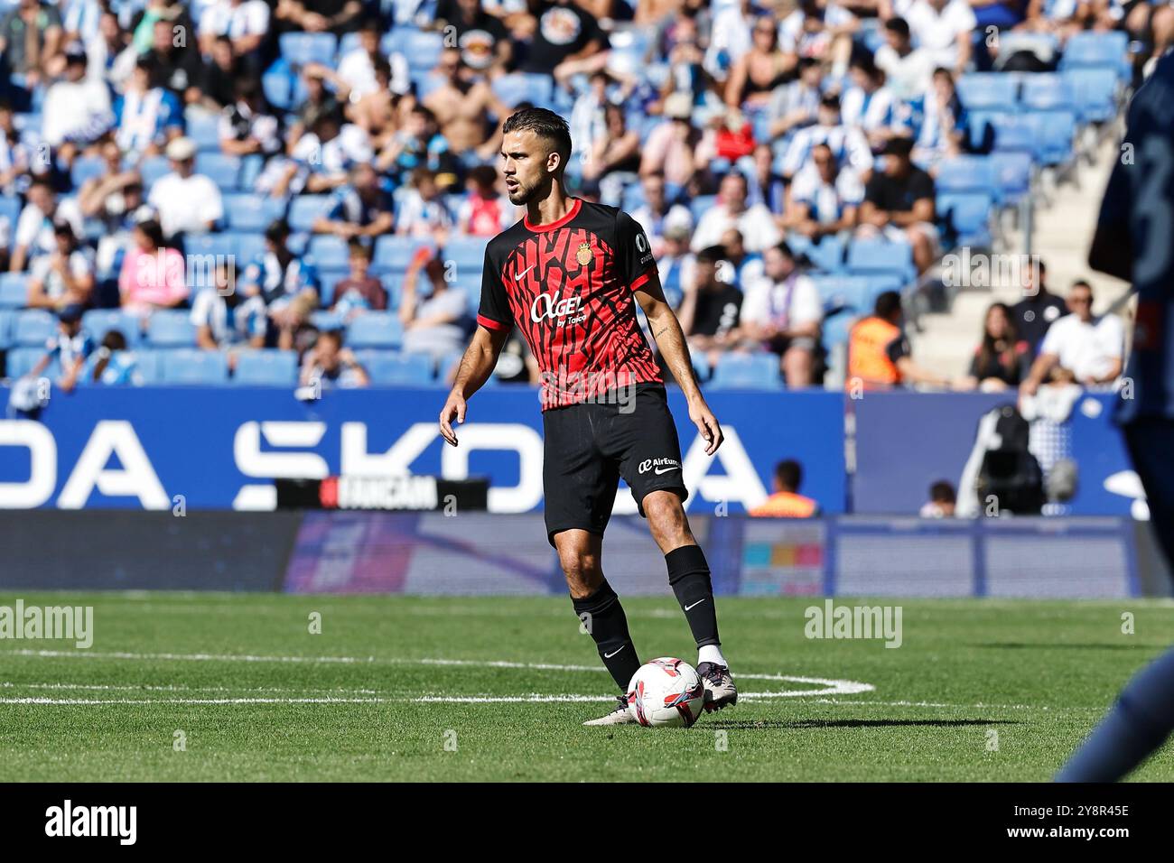 Barcellona, Spagna. 5 ottobre 2024. Jose Manuel Copete (Mallorca) calcio: Partita spagnola "LaLiga EA Sports" tra RCD Espanyol de Barcelona 2-1 RCD Mallorca allo Stadio davanti a una tappa di Barcellona, Spagna. Crediti: Mutsu Kawamori/AFLO/Alamy Live News Foto Stock