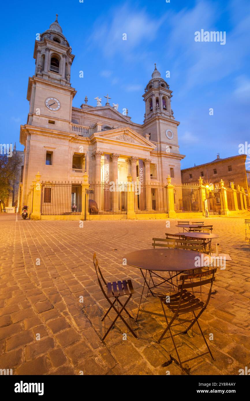 St. James Way; Cattedrale di Santa Maria la Real, Pamplona, Navarra, Spagna Foto Stock