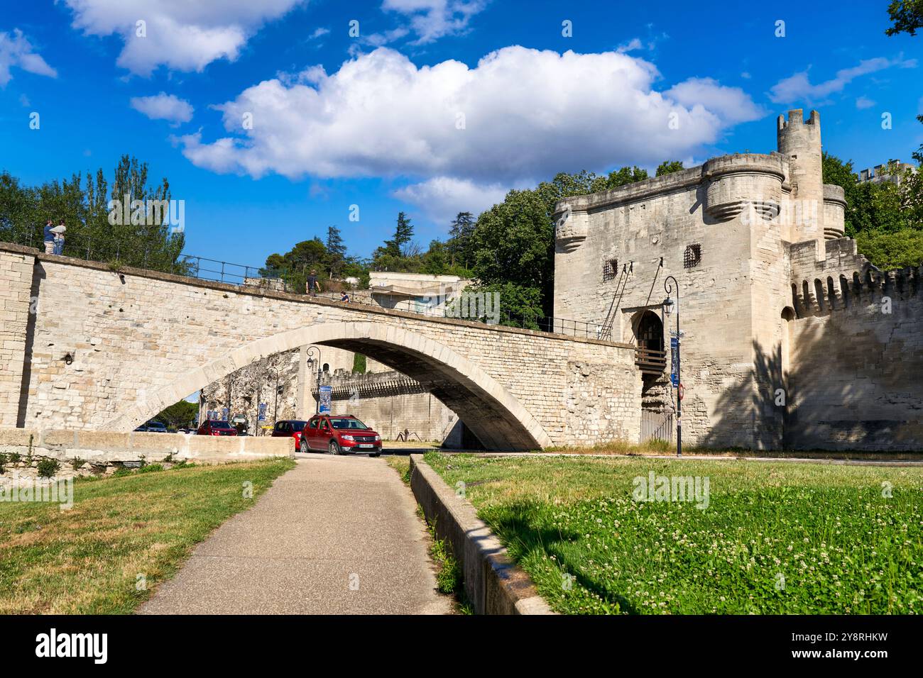 Le Pont Saint Benezet, le Rhône, Avignone, Vaucluse, Provence-Alpes-Côte d'Azur, Francia, Europa. Foto Stock