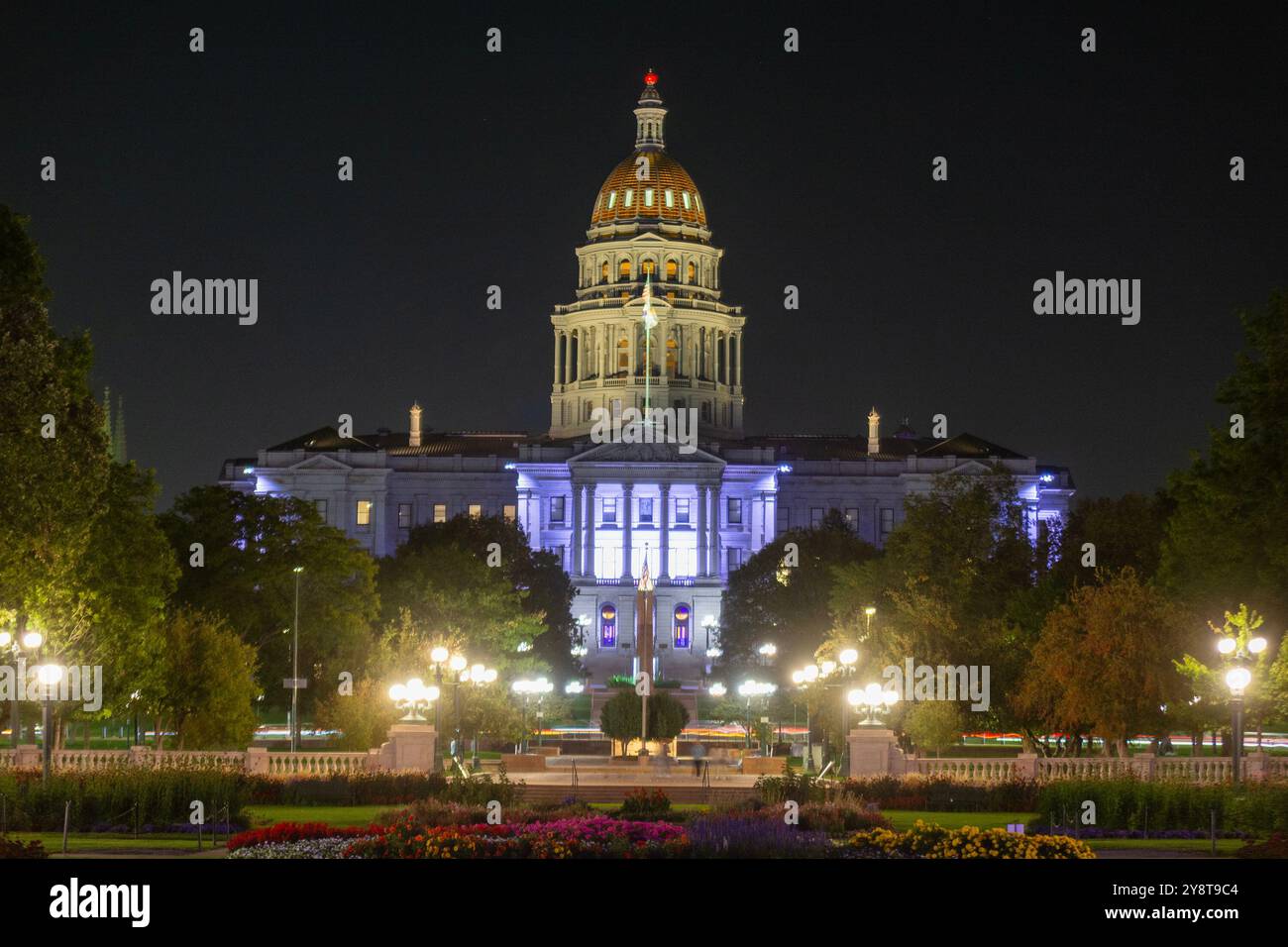 Il Campidoglio dello stato del Colorado di notte Foto Stock
