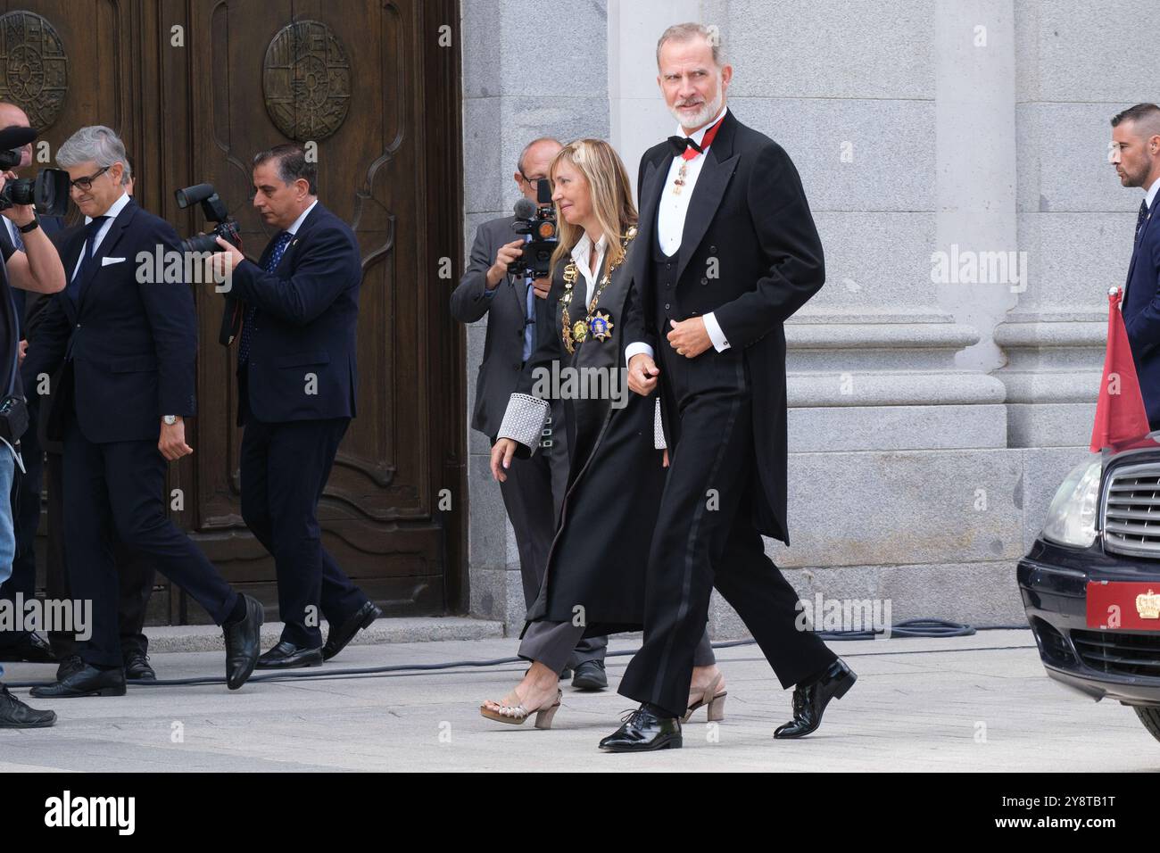 Re Felipe vi di Spagna e il presidente della Corte Suprema generale Isabel Perello assistono all'apertura dell'anno giudiziario presso il Tribunal Superior de Justicia il 5 settembre 2024 a Madrid in Spagna con: Re Felipe vi di Spagna, Isabel Perello dove: Madrid, Spagna quando: 05 set 2024 credito: Oscar Gonzalez/WENN Foto Stock