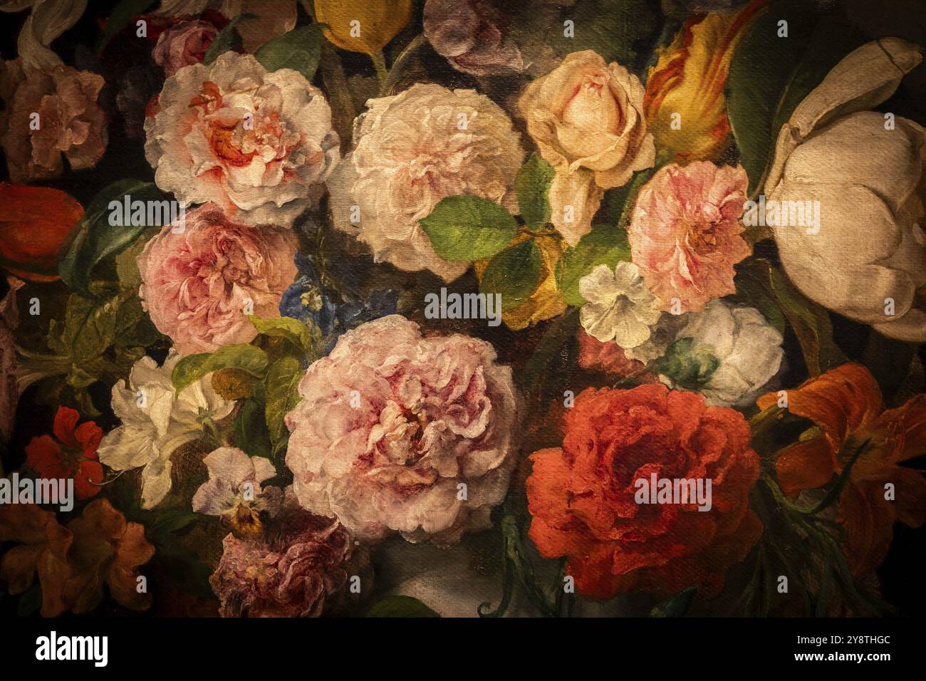 Sfondo di fiori barocchi grunge. Design antico, decorazioni floreali, stile romantico Foto Stock