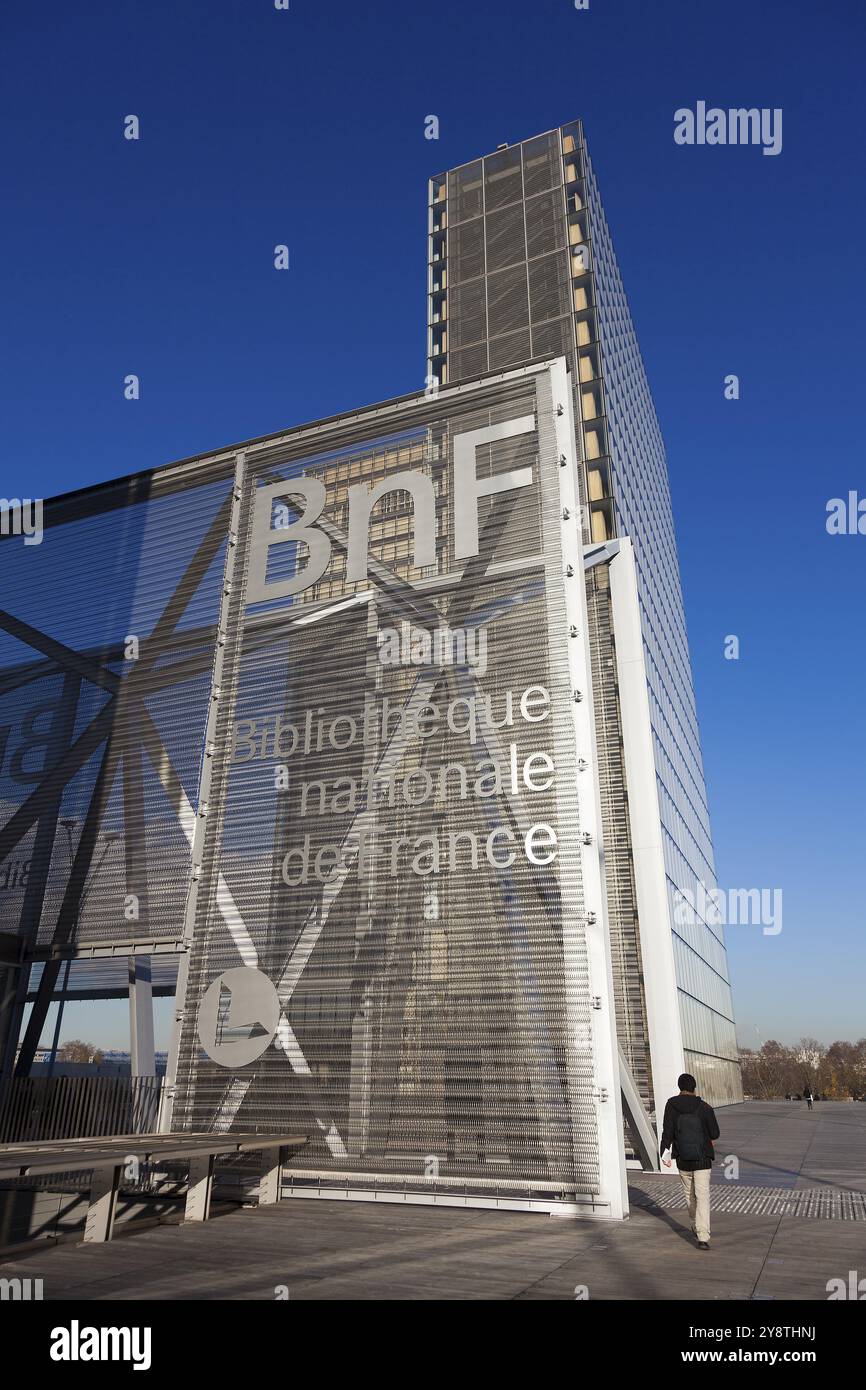 BNF, Francois Mitterrand Biblioteca Nazionale di Francia, Parigi, Ile-de-France, Francia, Europa Foto Stock