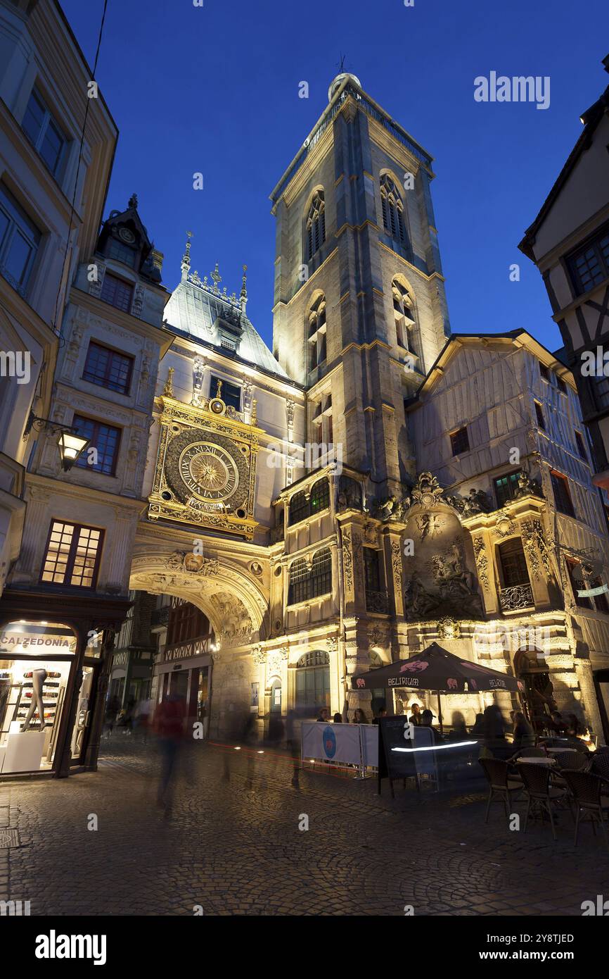 Grande orologio, Rouen, Normandia, Francia, Europa Foto Stock