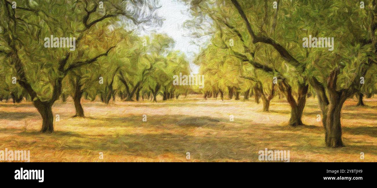 Illustrazione creativa, acquerello vintage design artistico. Olivo. Design vintage, sfondo naturale, nessuno Foto Stock