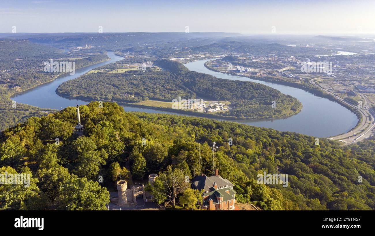 Fiume Tennessee Valley al foothils dei monti Appalachi mostra Chattanooga Foto Stock