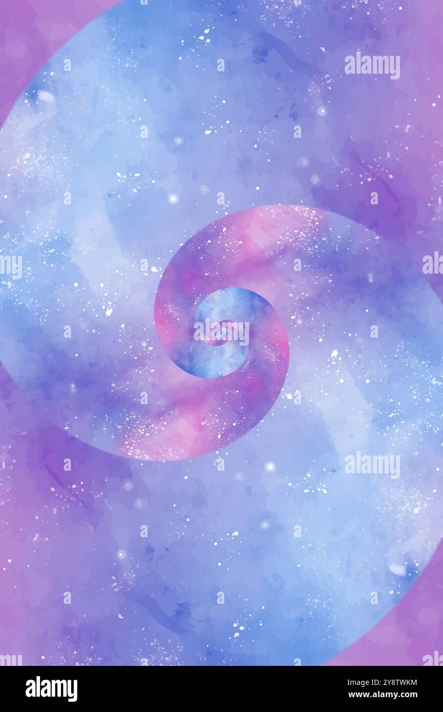 Sfondo color cravatta con un design grafico ad acquerello spyrale blu e rosa Foto Stock