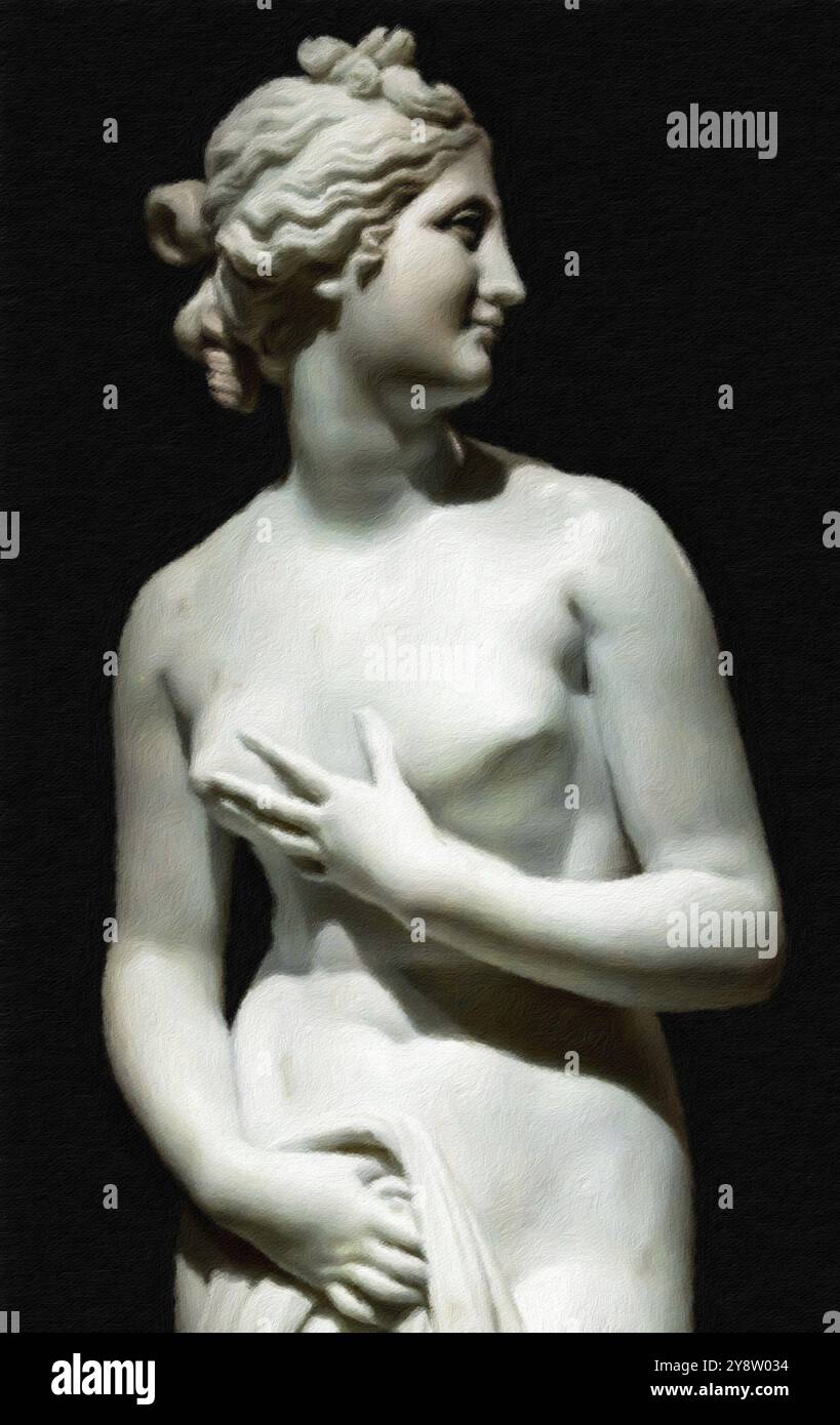 Illustrazione creativa della statua di Venere, classica statua greca di giovane bella donna Foto Stock