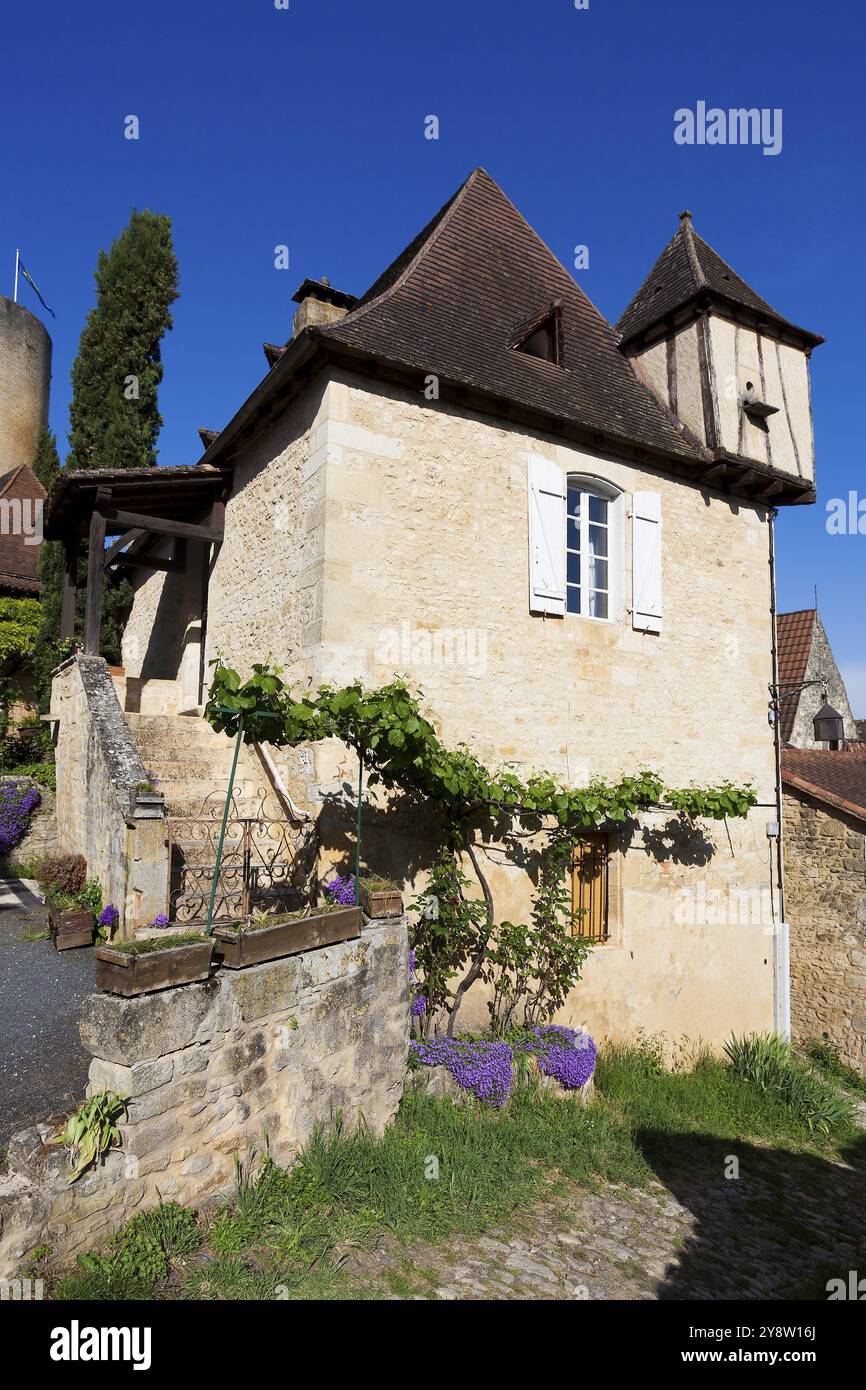 Architettura di Castelnaud-la-Chapelle, Dordogna, Nouvelle Aquitaine, Francia, Europa Foto Stock