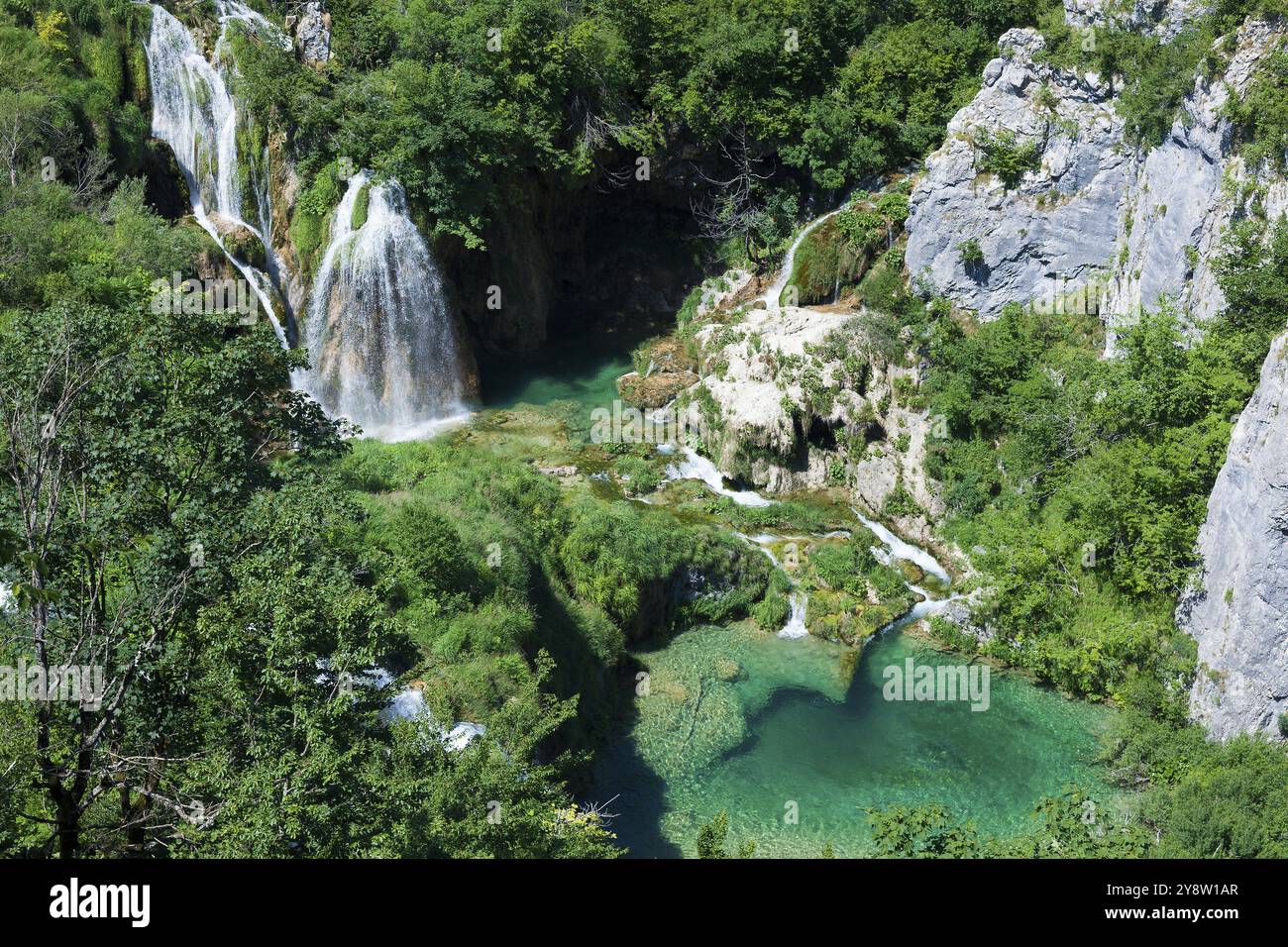Parco nazionale dei laghi di Plitvice, Plitvicka Jezera, Lika-Senj, Croazia, Europa Foto Stock