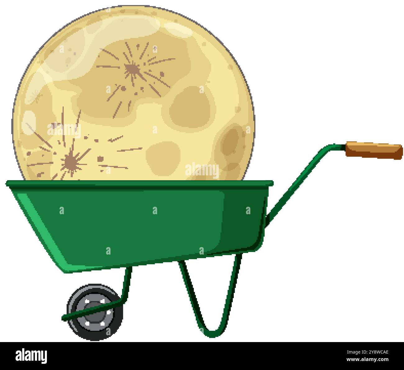 Una luna stravagante che riposa in una carriola Illustrazione Vettoriale