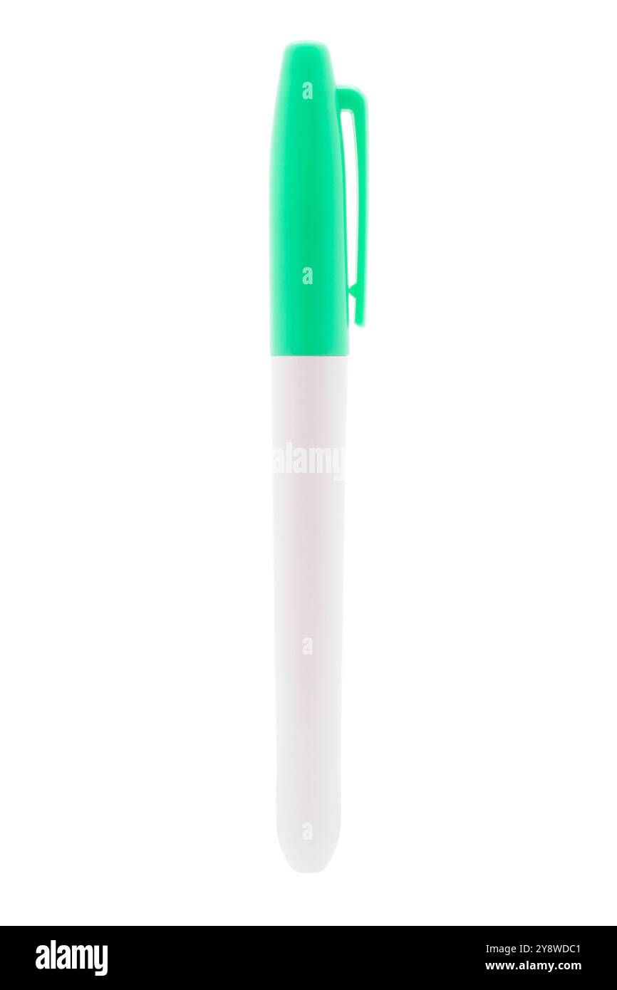 Pennarello indelebile verde su sfondo bianco Foto Stock