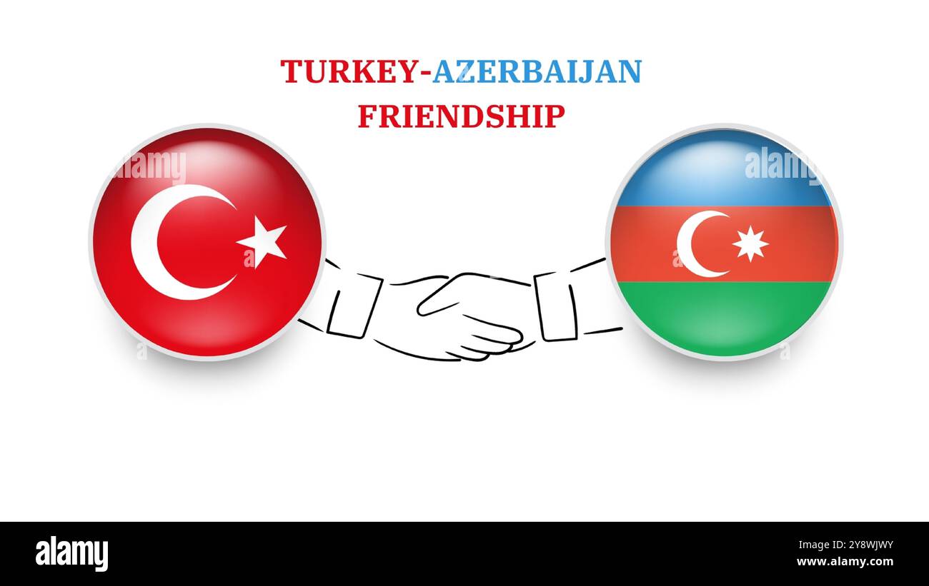 Bandiere del Pakistan e dell'Azerbaigian in cerchio con la mano stringente. Amicizia tra pakistan e Azerbaigian. Bandiere pakistane e azerbaigiane, isolate su backgro bianco Illustrazione Vettoriale