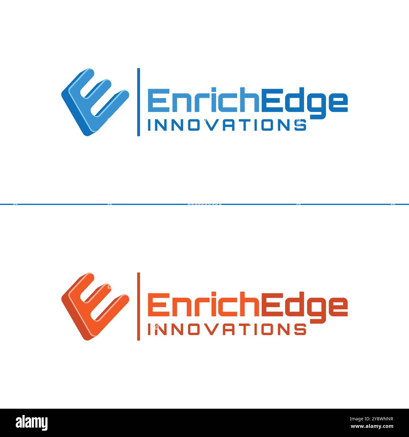 E Logo e ultimo Logo e il Logo 3d arricchisce le innovazioni Edge Illustrazione Vettoriale