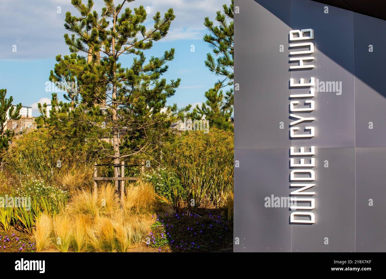 Città di Dundee, cartello Cycle Hub, Scozia Foto Stock