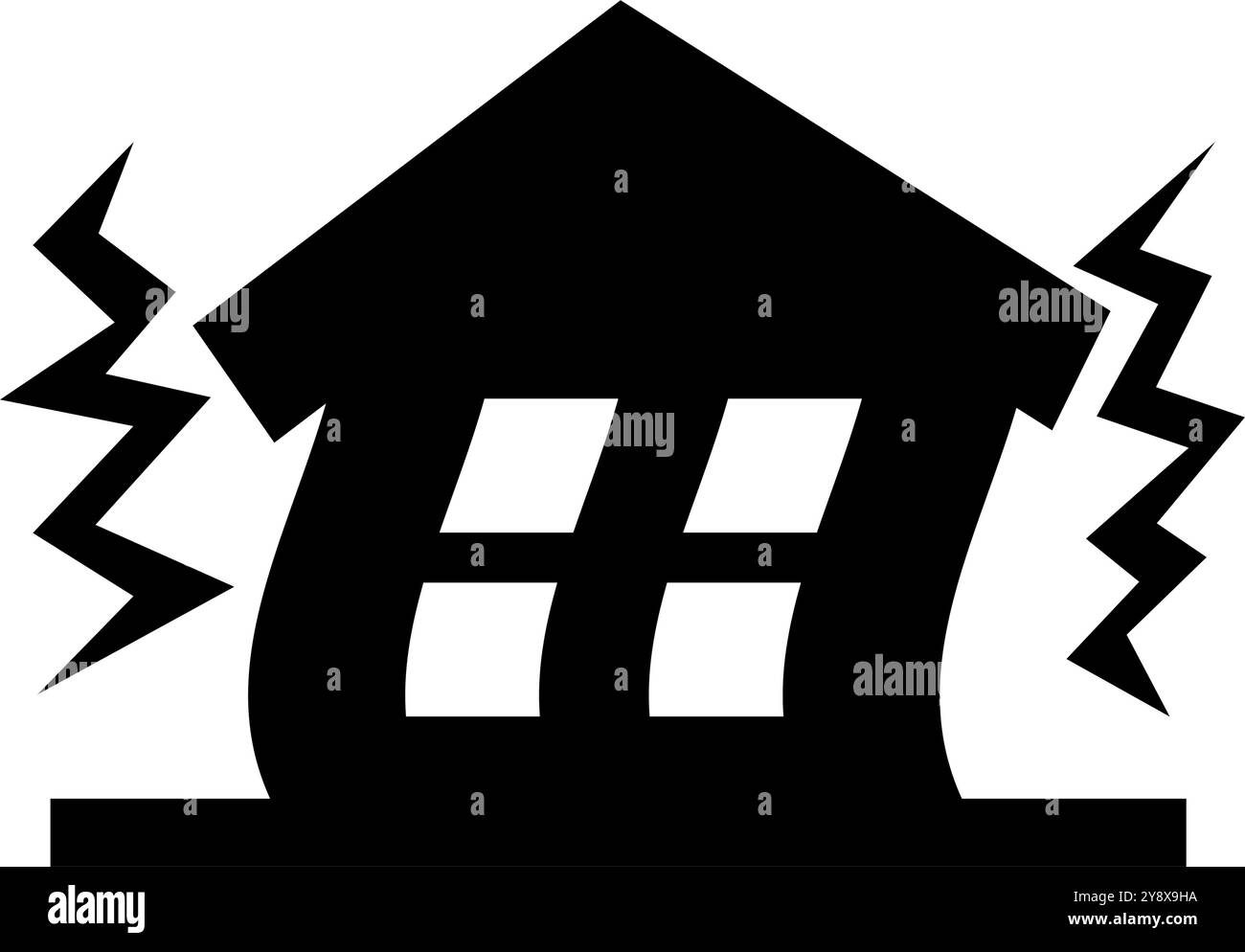 La casa trema durante la forte icona del terremoto. Vettore. Illustrazione Vettoriale