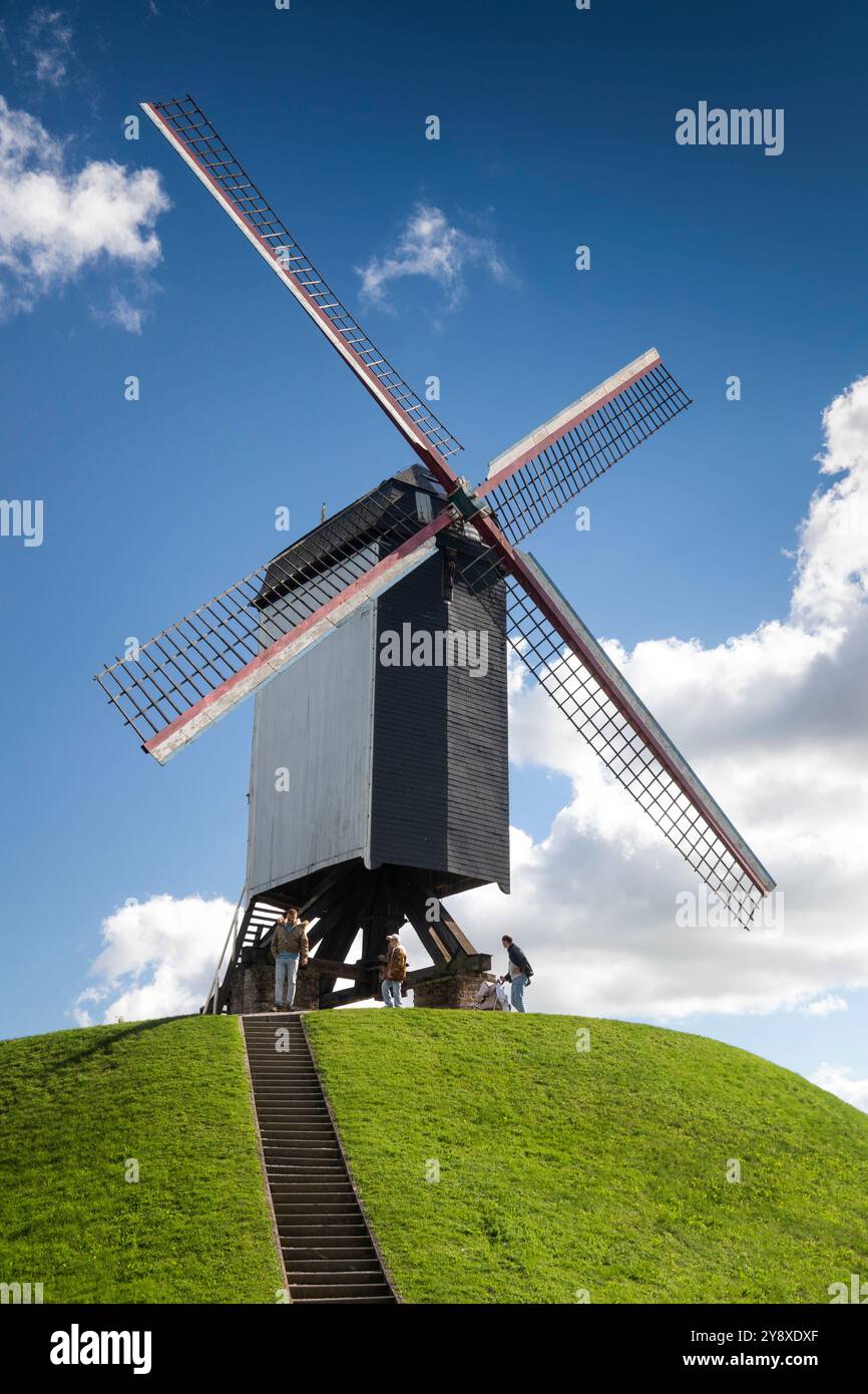 Belgio, Fiandre, Bruges, Kazernevest, mulino Bonne-Chieremolen Foto Stock