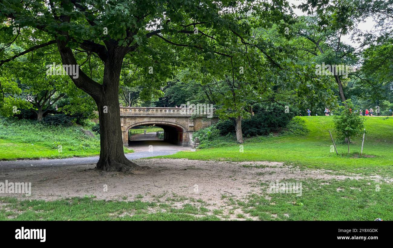 USA; Tunnel e Ponte a Central Park durante l'estate a New York City Foto Stock