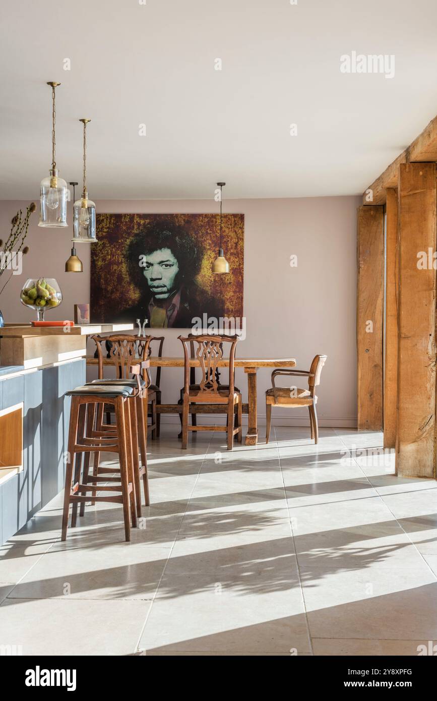 Cucina open space di design moderno nel Gloucestershire, Inghilterra, Regno Unito Foto Stock